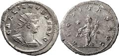 Ancient Coins Gallienus. Antoninianus; Gallienus; 253-268 AD, Antioch, Antoninianus, 3.93g. RIC-627, Göbl-1610e (12 spec.), C-28. Obv: GALLIENVS P F AVG Bust radiate, cuirassed r., seen from front. Rx