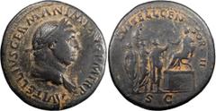 Ancient Coins Vitellius. Sestertius; Vitellius; 69 AD, Rome, Sestertius, 23.73g. BM-49, pl. 62.15 (same dies); Paris-103, pl. XXIV (same dies); C-53 (200 Fr.); RIC-134. Obv: A VITELLIVS GERMAN IMP AVG
