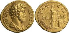Ancient Gold Aelius as Caesar. Aureus; Aelius as Caesar; 136-138 AD, Rome, 137 AD, Aureus, 7.37g. BM-1003, pl. 67.10 = RIC-444, pl. XIV, 292 = RIC²-2713, pl. 48 (same dies); Calicó-1448 (same dies); b