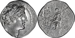 Greek Silver Syria, Alexander I, 152-145 BC. Drachm; Syria, Alexander I, 152-145 BC; 149-47 BC, Drachm, 4.14g. SC-1785.6a. Obv: Diademed head of Alexander I r. Rx: ??S???OS / ?????????? in two lines o