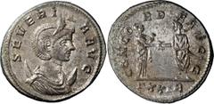 Roman Imperial Silver Severina. Antoninianus; Severina; Rome, Antoninianus, 4.21g. RIC-3, C-3 (2 Fr.), Göbl-132s3 (66 spec.), Paris-175. Obv: SEVERI - NA AVG Bust draped r. on crescent, wearing stepha