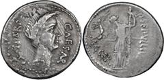 Roman Imperatorial Julius Caesar, Lifetime Portrait Issue. Denarius; Julius Caesar, Lifetime Portrait Issue; Rome, 44 BC, moneyer P. Sepullius Macer, Denarius, 3.92g. Syd-1072, C-40 (8 Fr.), Sear-Impe