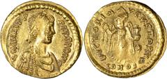 Byzantine Anastasius I. Tremissis; Anastasius I; 491-518 AD. Constantinople, Tremissis, 1.48g. Berk-34, MIB-12, Sear-8. Obv: D N ANASTA - SIVS PP AVG Pearl-diademed, draped, cuirassed bust r., seen fr