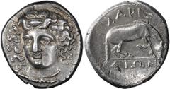 Ancient Greek Thessaly, Larissa. Achaean League Hemidrachm, ex BCD; Thessaly, Larissa; c. 356-337 BC, Hemidrachm, 3.04g. BCD-Thessaly 325 (same obv. die). Obv: Head of the nymph Larissa three-quarter 