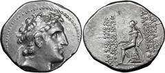 Ancient Greek Syria, Alexander I, 152-145 BC. Drachm; Syria, Alexander I, 152-145 BC; Drachm, 4.21g. SC-1785. Obv: Diademed head of Alexander I r. Rx: ??S???OS ?????????? in two lines on r., T????????