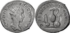 Roman Imperial Herennius Etruscus as Caesar. Antoninianus; Herennius Etruscus as Caesar; 250-251 AD, Rome, Antoninianus, 4.48g. RIC-143 (S), C-14 (3 Fr.). Obv: Q HER ETR MES DECIVS NOB C Radiate, drap