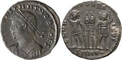Roman Imperial Constans as Caesar. AE 3, Reduced Follis; Constans as Caesar; 333-337 AD, Heraclea, 333-6 AD, Reduced Follis, 2.41g. RIC-141, officina E=5 (r4). Obv: FL I CONSTANS NOB CAES Bust laureat