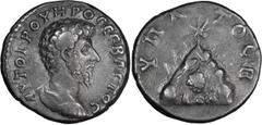 Roman Provincial Lucius Verus. Didrachm; Lucius Verus; 161-169 AD, Caesarea, Cappadocia, 161-6 AD, Didrachm, 7.04g. Metcalf-131d, BM-192. Obv: AYTOKP OYHPOC CEBACTOC Bare-headed, cuirassed bust r. Rx: