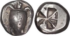 Ancient Greek Attica, Aegina. Stater; Attica, Aegina; c. 510-490 BC, Stater, 12.22g. Asyut early Group III, similar to 438. ANS Museum Notes 33, 1988, 120 (this coin). Obv: Sea Turtle with smooth shel