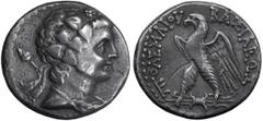 Ancient Greek Uncertain Ptolemaic King. Didrachm; Uncertain Ptolemaic King; Uncertain Mint, Cyprus, c. late 2nd cent. BC, Didrachm, 5.87g. SNG Cop-637, Svoronos-1789. Obv: Bust of young Dionysus r., w