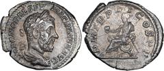 Roman Imperial Macrinus. Denarius; Macrinus; 217-218 AD, Rome, 218 AD, Denarius, 2.98g. BM-47, RSC-51a, RIC-27. Obv: IMP C M OPEL SEV - MACRINVS AVG Bust laureate, draped r. Rx: P M TR P II COS P P Ma