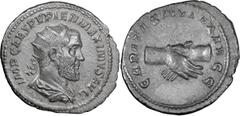 Roman Imperial Pupienus. Antoninianus; Pupienus; 238 AD, Rome, Antoninianus, 3.76g. BM 87-91 (all ex Dorchester Hoard), C-3, RIC-10b. Obv: IMP CAES PVPIEN MAXIMVS AVG Bust radiate, draped, cuirassed r