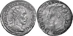 Roman Imperial Trajan Decius, obverse brockage from Antioch. Antoninianus; Trajan Decius, obverse brockage from Antioch; 249-251 AD, Antioch, Antoninianus, 4.42g, obverse brockage. Obv: IMP C M Q TRAI