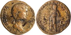 Roman Imperial Antonia. Dupondius; Antonia; Branch Mint, Under Claudius, 41-2 AD, Dupondius, 12.58g. Von Kaenel-pl. XXX. 1587-90. Obv: ANTONIA - AVGVSTA Bust draped r. Rx: TI CLAVDIVS CAESAR AVG P M T
