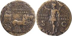 Roman Imperial Germanicus. Dupondius; Germanicus; Rome, Struck under Caligula, 37-41 AD, Dupondius, 12.94g. BM-93, Paris-140, C-7 (3 Fr.), RIC-57. Obv: GERMANICV[S] / CAESAR Germanicus in quadriga r. 