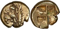 Ancient Greek Mysia, Cyzicus. 1/12 Stater or Hemihekte; Mysia, Cyzicus; c. 550-500 BC, EL Hemihekte (1/12 Stater), 1.27g. Not in the standard references as a hemihekte, but a similar piece was in NFA 