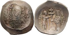 Byzantine Alexius I. AR Histamenon Nomisma; Alexius I; 1092-1118. Thessalonica, EL Histamenon Nomisma, 4.37g. Sear-1905, Hendy-Pl. 1, 10-12. Obv: Facing bust of Christ, nimbate, holding book of Gospel