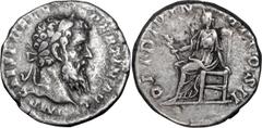Roman Imperial Pertinax. Denarius; Pertinax; 193 AD, Rome, Denarius, 3.06g. BM-19, C-33 (60 Fr.), RIC-8a. Obv: IMP CAES P HELV - PERTIN AVG Head laureate r. Rx: OPI DIVIN - [TR P] COS II Ops seated l.
