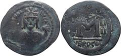 Byzantine Heraclius. Follis; Heraclius; 610-641 AD. Jerusalem, Year 4=613/4 AD, Follis, 14.27g. Berk-580; MIB-pl. 14, X, 28; Sear-852B. Obv: [D n ?]?RAC - L' PP AV[G] Crowned facing bust of emperor, w