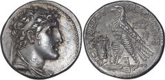 Ancient Greek Syria, Alexander I. Tetradrachm; Syria, Alexander I; 150-145 BC. Tyre, Year 165=148/7 BC, Tetradrachm, 14.23g. SC-1835.3c. Obv: Diademed and draped bust of king r., no legend. Rx: A?E?AN