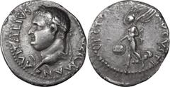Roman Imperial Vitellius. Denarius; Vitellius; 69 AD, Tarraco, Denarius, 3.49g. RIC-36, BM-94, Paris-13, C-101 (15 Fr.), Sear-2191. Obv: A VITELLIVS - [IMP G]ERMAN Head laureate l., truncation ending 
