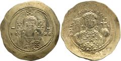 Byzantine Michael VII. AR Histamenon Nomisma; Michael VII; Constantinople, EL Histamenon Nomisma, 4.32g. Berk-328, Sear-1868. Obv: IC - XC across field, Facing bust of Christ wearing halo decorated wi