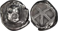 Ancient Greek Attica, Aegina. Stater; Attica, Aegina; c. 456/45-431 BC, Stater, 12.17g. Milbank-12, Sear-2600. Obv: Land tortoise, with segmented shell, on which are two round countermarks, one showin