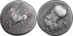 Ancient Greek Corinthia, Corinth. Stater; Corinthia, Corinth; c. 375-300 BC, Stater, 8.45g. Calciati-426, BCD-101. Obv: Pegasus flying l. Rx: Helmeted head of Athena l., eagle behind. Ex CNG E436, 23 