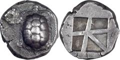Ancient Greek Attica, Aegina. Stater; Attica, Aegina; c. 456/45-431 BC, Stater, 11.73g. Milbank-pl. 2, 14. Obv: Land turtle. Rx: Shallow square incuse, divided by broad bands into a pattern of five co