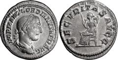 Roman Imperial Gordian I Africanus. Denarius; Gordian I Africanus; 238 AD, Denarius, 3.42g. BM-11, C-10 (120 Fr.), RIC-5 (R2). Obv: IMP M ANT GORDIANVS AFR AVG Bust laureate, draped, cuirassed r. Rx: 