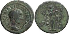Roman Provincial Maximinus I Thrax. AE 18; Maximinus I Thrax; 235-238 AD, Deultum, Thrace, AE 18, 3.95g. SNG Draganov-754 (same dies), Jurukona-194 (only 1 spec., same dies). Obv: IMP MAXIMINVS PIVS A