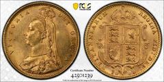 1892 Gold Half-Sovereign No JEB Low shield DISH L516 PCGS MS63 #42501239 (AGW=0.1176 oz.) MS63 | UNITED KINGDOM. Victoria, 1837-1901. Gold half-sovereign, 1892. London. No JEB Low shield DISH L516. Th