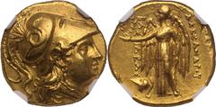 AU Strike: 4/5 Surface: 3/5; scratches | ANCIENT GREECE. THRACE, MESEMBRIA. Gold stater, circa 225-175 BC. Struck in the name and types of Alexander III 'the Great' of Macedon, late lifetime or early 