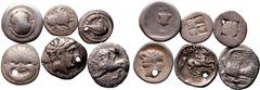 Fine-Very Fine | ANCIENT GREECE. Various Rulers/Cities. Silver 6 x ar denominations, circa 5th-3rd centuries BC. Lot of 5 AR Denominations, comprised of: 1 x Sikyonia, Sikyon AR Triobol 1 x Macedon, N