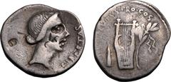 Very Fine; banker's mark on obv | ROMAN REPUBLIC & IMPERATORIAL. Q. Servilius Caepio (M. Junius) Brutus. Silver denarius, 42 BC. Mint moving with Brutus in Lycia. Obv: LEIBERTAS, head of Libertas righ