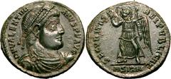 Roman Empire Good Extremely Fine | ROMAN EMPIRE. Valentinian I. Billon nummus, AD 364. Sirmium. Obv: D N VALENTINIANVS P F AVG, pearl-diademed, draped and cuirassed bust right. Rev: SECVRITAS REIPVBLI