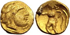 A. Celtic Very Fine | CELTIC. LOWER DANUBE REGION OR PANNONIA(?). Gold 1/12 stater - obol, circa 3rd - 2nd centuries BC. Imitating reverse types of Alexander III 'the Great' of Macedon. Obv: male head