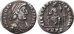 F. Roman Empire Very Fine | ROMAN EMPIRE. Magnus Maximus. Silver siliqua, AD 383-388. Treveri. Obv: D N MAG MAXIMVS P F AVG, pearl-diademed, draped and cuirassed bust right. Rev: VIRTVS ROMANORVM, Rom