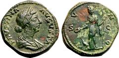 Roman Empire About Good Very Fine; thick, weighty flan for the denomination | ROMAN EMPIRE. Faustina II (wife of Marcus Aurelius). Bronze as, AD 161- 176. Rome. Obv: FAVSTINA AVGVSTA, draped bust righ