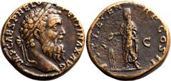 Roman Empire Very Fine | ROMAN EMPIRE. Pertinax. Bronze sestertius, AD 193. Rome. Obv: IMP CAES P HELV PERTINAX AVG, laureate head right. Rev: VOT DECEN TR P COS II, emperor standing left, sacrificing