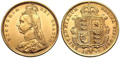 UNITED KINGDOM. Victoria, 1837-1901. Gold Half-Sovereign, 1892. London. No JEB Low shield DISH L516. The production of half-sovereigns was held back for several years to steer the public towards incre