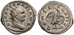 ROMAN EMPIRE. Divus Vespasian. Silver Antoninianus, AD 249-251. Rome. Commemorative issue struck under Trajan Decius. Obv: DIVO VESPASIANO, radiate head right. Rev: CONSECRATIO, eagle standing right w