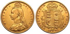 UNITED KINGDOM. Victoria, 1837-1901. Gold Half-Sovereign, 1892. London. No JEB Low shield DISH L516. The production of half-sovereigns was held back for several years to steer the public towards incre