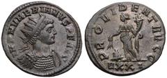 ROMAN EMPIRE. Numerian. Billon Antoninianus, AD 283-284. Ticinum. Obv: IMP NVMERIANVS P F AVG, radiate and cuirassed bust right. Rev: PROVIDENT AVGG, Providentia standing left, holding cornucopiae and
