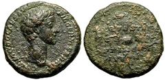 ROMAN EMPIRE. Commodus (Caesar). Bronze As, AD 175-176. Rome. Obv: COMMODO CAES AVG FIL GERM SARM, bare head right. Rev: EQVESTER ORDO PRINCIPI IVVENT S C, legend on shield which rests on two spears. 