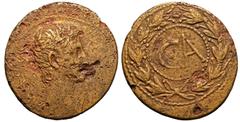 ROMAN PROVINCIAL. ASIA MINOR, UNCERTAIN MINT. Augustus. Bronze Sestertius, 25 BC. Obv: AVGVSTVS, bare head right. Rev: CA ('Communitas Asiae'?) within rostral wreath. Good Very Fine; some corrosion, f