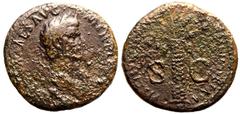 ROMAN EMPIRE. Nerva. Bronze Sestertius, AD 97. Rome. Obv: IMP NERVA CAES AVG P M TR P COS III P P, laureate head right. Rev: FISCI IVDAICI CALVMNIA SVBLATA, palm tree, with two clusters of dates; S-C 