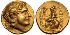 ANCIENT GREECE. THRACE, BYZANTION. Gold Stater, circa 210-195 BC. Civic issue in the name and types of Lysimachos. Obv: diademed head of the deified Alexander right, with horn of Ammon. Rev: Athena Ni