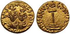 BYZANTINE EMPIRE. ARAB-BYZANTINE, UMAYYAD CALIPHATE. Gold Solidus - Dinar, circa AH 65-86 = AD 685-705. Uncertain North African mint (Carthage?). Struck under 'Abd al-Malik ibn Marwan, imitating the t