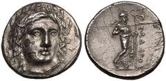 ANCIENT GREECE. SATRAPS OF KARIA. Pixodaros. Silver Didrachm, circa 341-335 BC. Halikarnassos. Obv: laureate head of Apollo facing slightly right. Rev: Zeus Labraundos standing right, holding double-a